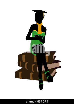 African American Graduate Illustration Silhouette Stockfoto