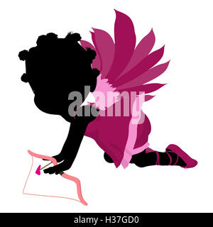 Kleine afrikanische amerikanische Cupid Mädchen Illustration Silhouette Stockfoto