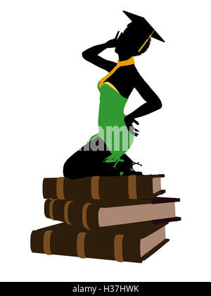 African American Graduate Illustration Silhouette Stockfoto
