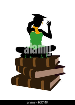African American Graduate Illustration Silhouette Stockfoto