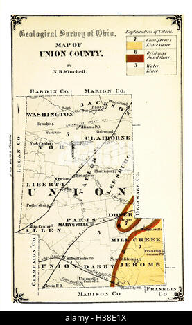 Dieser Bericht stellt die Ergebnisse des Geological Survey of Ohio vor und beschreibt die Geologie, die Mineralressourcen und die geologischen Formationen des Bundesstaates. Stockfoto
