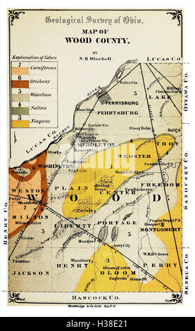 Dieser Bericht stellt die Ergebnisse des Geological Survey of Ohio vor und beschreibt die Geologie, die mineralischen Ressourcen und die geologischen Formationen der Region. Stockfoto