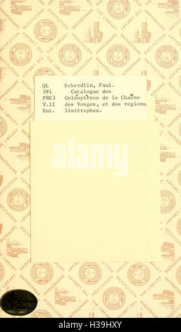 Dieser Katalog enthält eine detaillierte Auflistung der in den Vogesen und den umliegenden Regionen gefundenen Käferarten mit ökologischen und verhaltensbezogenen Einblicken. Stockfoto