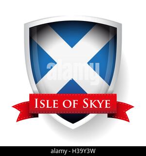 Schottland Fahne mit Isle Of Skye zu unterzeichnen Stock Vektor