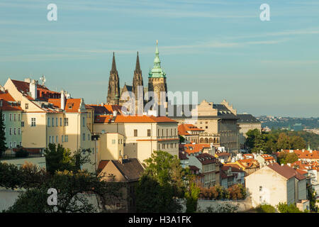 Sonnenuntergang am Hradschin, Prag, Tschechische Republik. Stockfoto