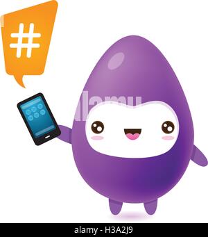 Cartoon-Figur mit Handy Stock Vektor