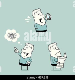 Cartoon Mann Charakter Satz Cartoon Charakter in verschiedenen Posen Stock Vektor