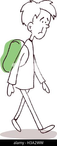 Mann zu Fuß mit Rucksack Stock Vektor