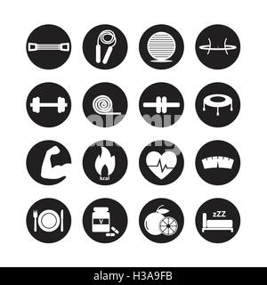 Fitness und Gesundheit Symbole, gesunde Satz Stock Vektor