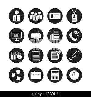 Business Office Vektor, Icon-set Stock Vektor