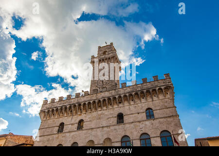 Blick auf Häuser in Montepulciano, Toskana, Italien Stockfoto