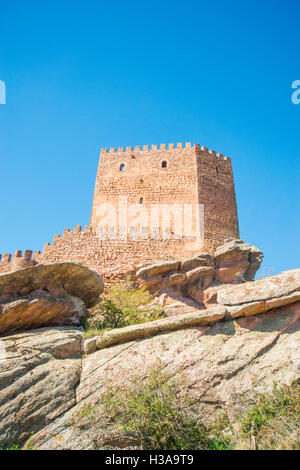 Zafra Burg. Campillo de Dueñas, Provinz Guadalajara, Castilla La Mancha, Spanien. Stockfoto