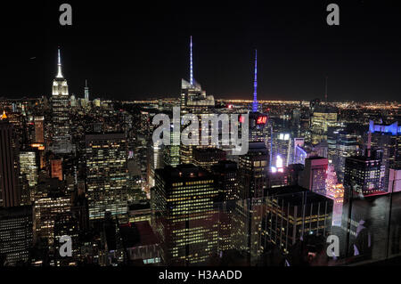 Luftbild von der "Top of the World" Aussichtsplattform, Manhattan, New York. Stockfoto