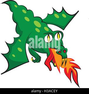 Grünen fliegenden Drachen. Clip Art Illustration. Stock Vektor