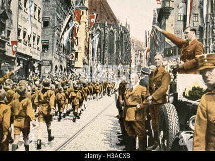 Hitler-Jugend-Mitglieder während der Reichsparteitag Stockfoto