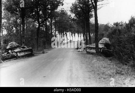 Französische Panzer zerstört während der westlichen Kampagne 1940 Stockfoto