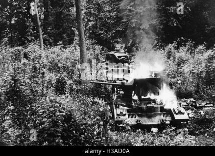 Abgestürzten britischen Panzern in Frankreich, 1940 Stockfoto