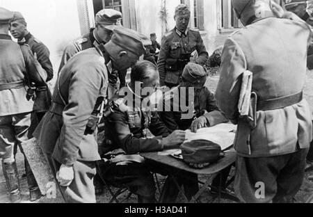 Generalstab Treffen einer deutschen Armee-Gruppe in Frankreich, 1940 Stockfoto