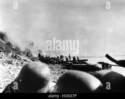 Deutsche Truppen überqueren die Dnjepr, 1941 Stockfoto