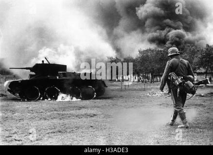 Abgestürzten Rote Armee Tank, 1941 Stockfoto