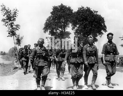 Deutsche Infanterie auf dem Vormarsch an der Ostfront, 1941 Stockfoto