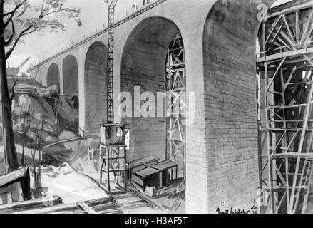 Gemälde von Ernst Vollbehr: der Waschmuehltalbruecke in Kaiserslautern, 1939 Stockfoto