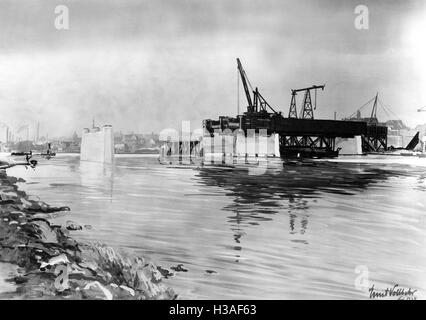 Gemälde von Ernst Vollbehr: Autobahnbrücke, 1935 Stockfoto