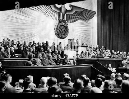 Hitlers Rede über die Erklärung des Krieges gegen die USA, 11.12.1941 Stockfoto