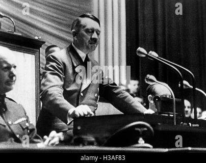 Hitlers Rede über die Erklärung des Krieges gegen die USA 11.12.1941 Stockfoto