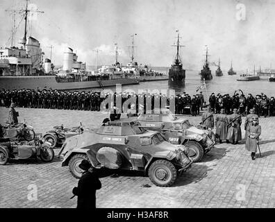 Deutsche Truppen marschieren in der Region von Klaipeda, 1939 Stockfoto