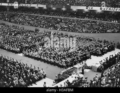 Joseph Goebbels in der Deutschlandhalle in Berlin, um 1933 Stockfoto