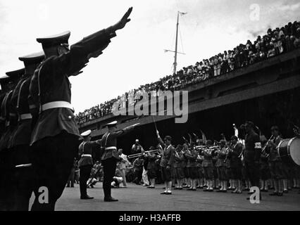 HJ-Delegation in den Hafen von Yokohama, 1938 Stockfoto