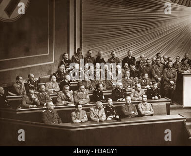 Regierung Bank während einer Reichstagssitzung in der Krolloper in Berlin, 1939 Stockfoto