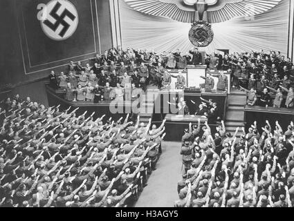 Reichstagssitzung in der Krolloper in Berlin, 1939 Stockfoto