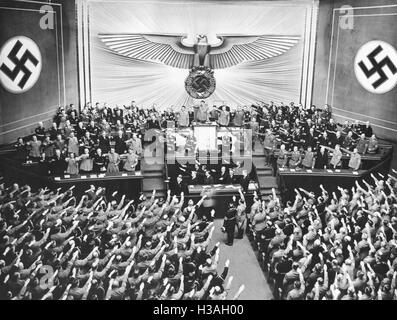 Sitzung des Reichstags in der Krolloper in Berlin, 1939 Stockfoto