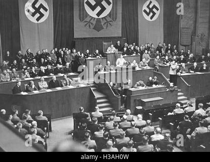 Hitlers Rede vor dem Reichstag in der Krolloper in Berlin, 1936 Stockfoto