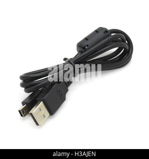 USB / Mini-USB-Kabel mit Ferrit Stockfoto