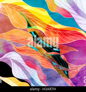 Abstrakte Aquarell Hintergrund mit verschiedenen farbigen Elementen fantastisch Stockfoto