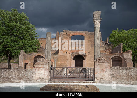 Die Villa Adriana in Tivoli bei Rom Stockfoto