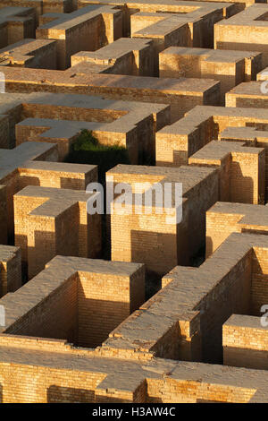 Ruinen des alten Babylon aus Luft, Irak gesehen wiederhergestellt. Stockfoto