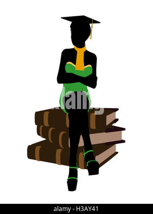 African American Graduate Illustration Silhouette Stockfoto