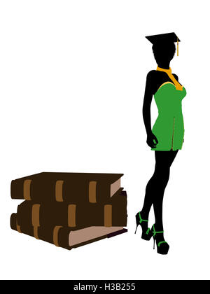 African American Graduate Illustration Silhouette Stockfoto