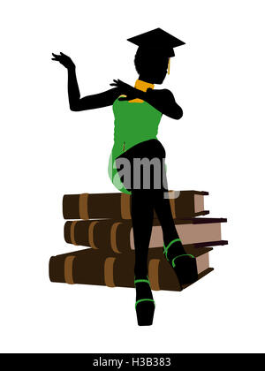 African American Graduate Illustration Silhouette Stockfoto