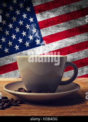 Tasse Kaffee mit Flagge Textur Stockfoto