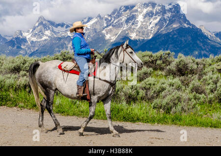 Reiten Grand-Teton-Nationalpark, Wyoming, USA. Stockfoto