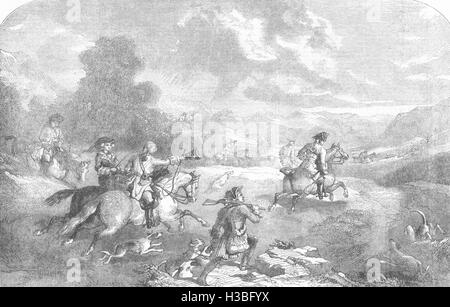 Hirsch-Jagd in der Herrschaft von George II 1854. Der illustrierte London News Stockfoto