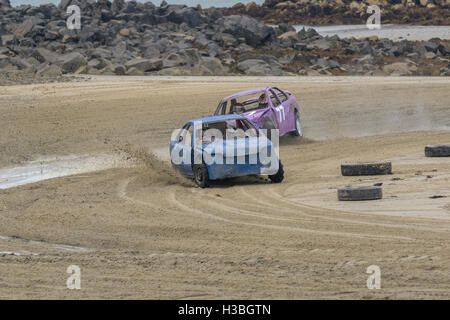 Vazoner bay, Guernsey UK-September 18. 2016: Guernsey Motor Cycle Car Club LBG Sand bei Ebbe im Vazoner Bay, Guernsey, Ch racing Stockfoto