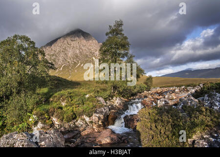Die schottischen Berge Buachaille Etive Mòr in Glen Etive in den Highlands von Schottland, UK Stockfoto