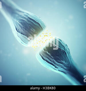 Synapse und Neuron Zellen elektrische chemische Signale zu senden. 3D-Rendering Stockfoto