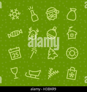 Weihnachts-Icons set. Weihnachten und Winter Urlaub Vektorelemente. Flaches design Stockfoto